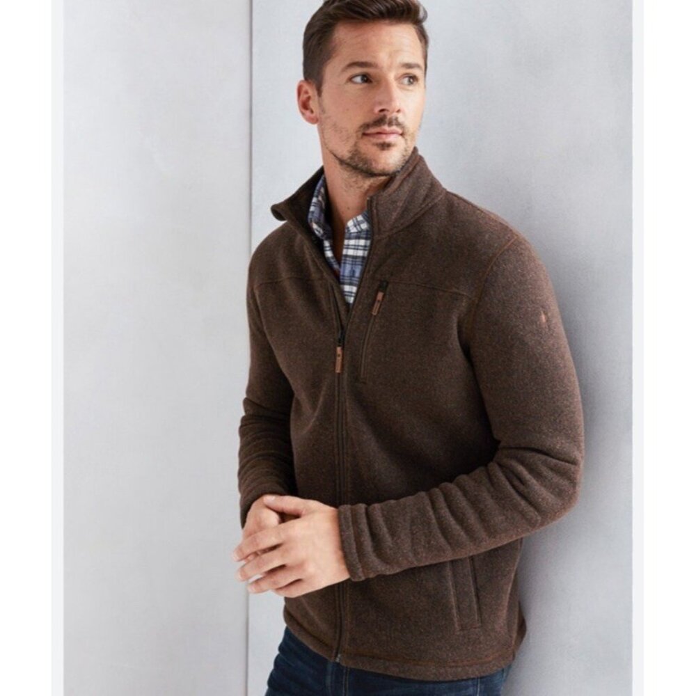 Smartwool Men's Hudson Trail Fleece Half Zip Sweater Size Large Brown Wool Blend